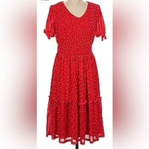 NWOT Siren Lily Red Flutter Sleeve Midi Sundress